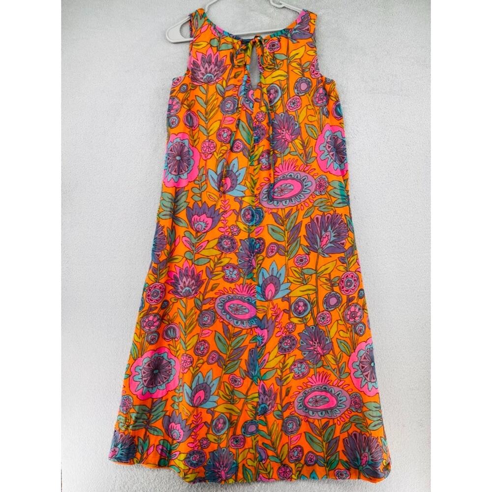 Vtg 60s 70s Maxi Dress Women L Elverhoj Couture Floral Muumuu Virgin Islands USA